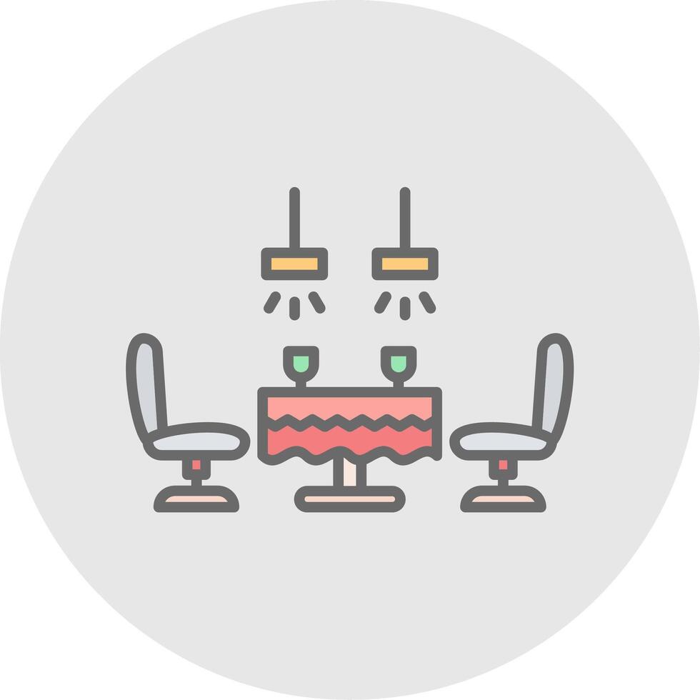 Dining Table Line Filled Light Icon vector