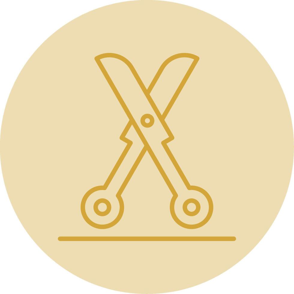 Shears Line Yellow Circle Icon vector