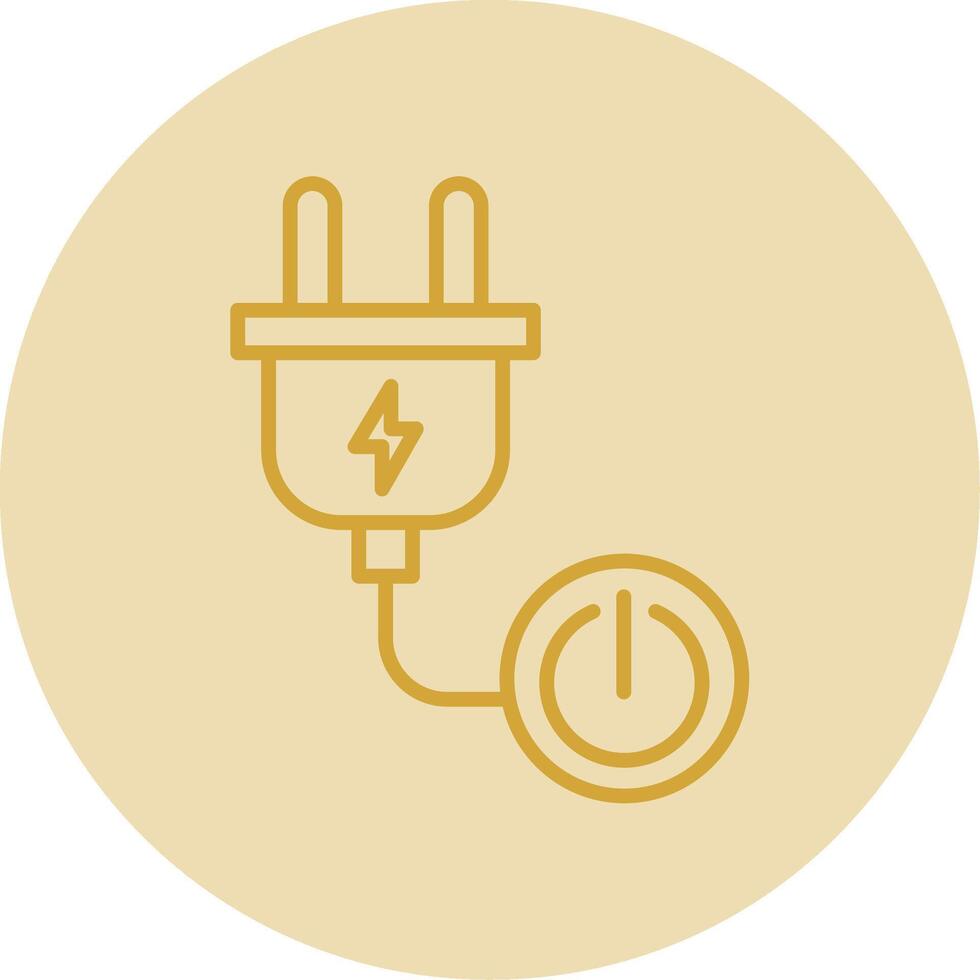 Power Button Line Yellow Circle Icon vector