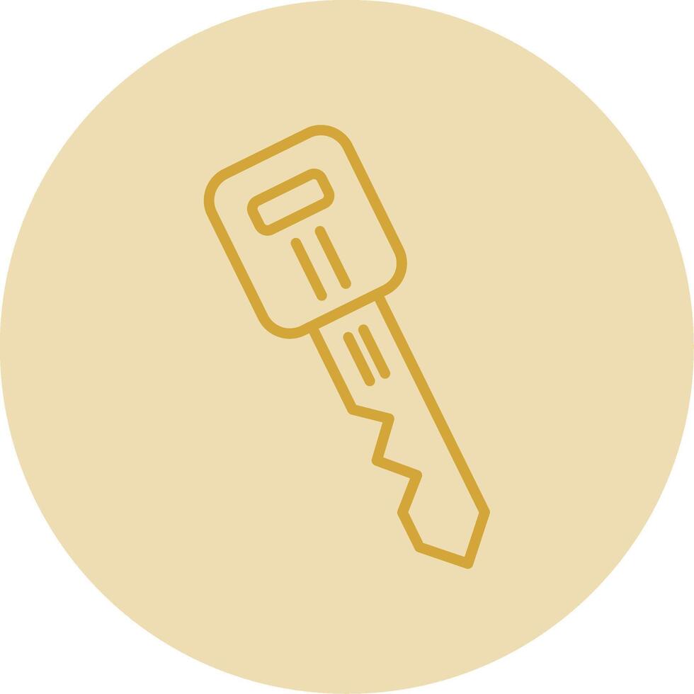 Car Key Line Yellow Circle Icon vector