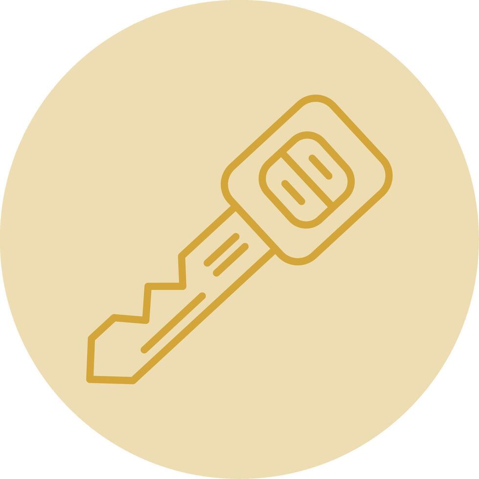 Car Key Line Yellow Circle Icon vector