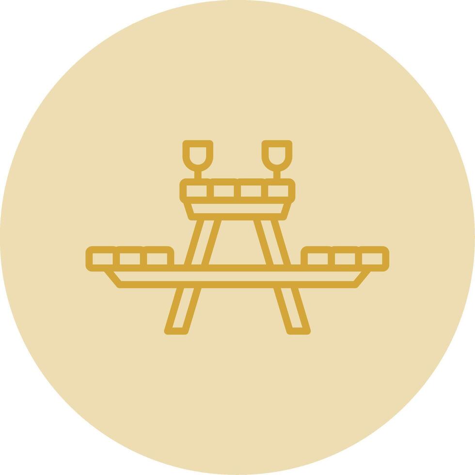 Picnic Table Line Yellow Circle Icon vector