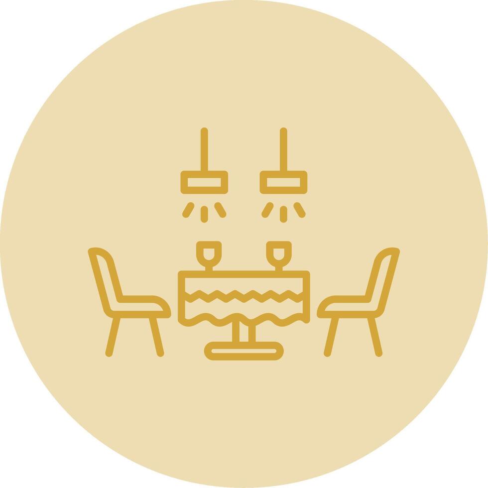 Dining Table Line Yellow Circle Icon vector