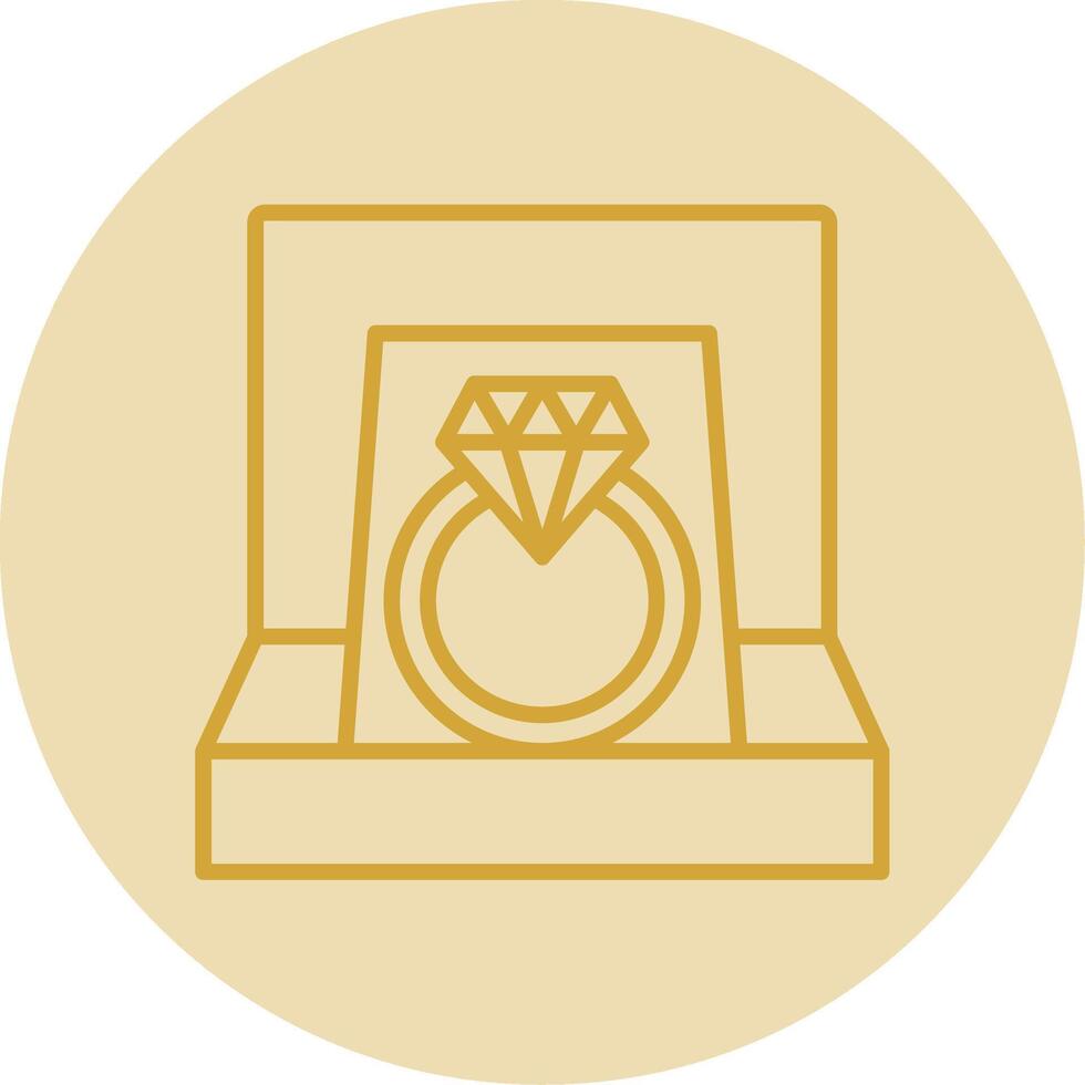 Diamond Ring Line Yellow Circle Icon vector