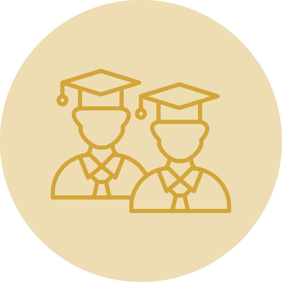 Students Line Yellow Circle Icon vector