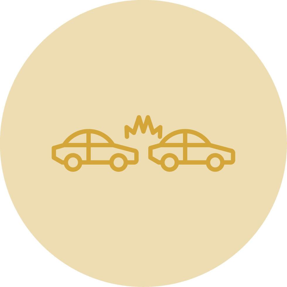 Car Crash Line Yellow Circle Icon vector