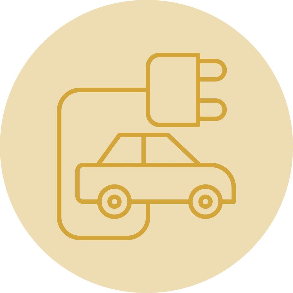 Electric Car Line Yellow Circle Icon vector