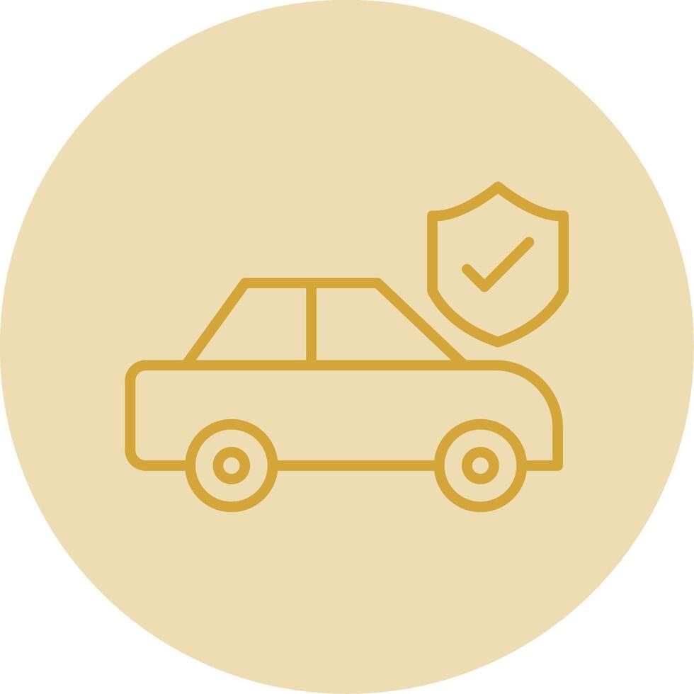 coche seguro línea amarillo circulo icono vector