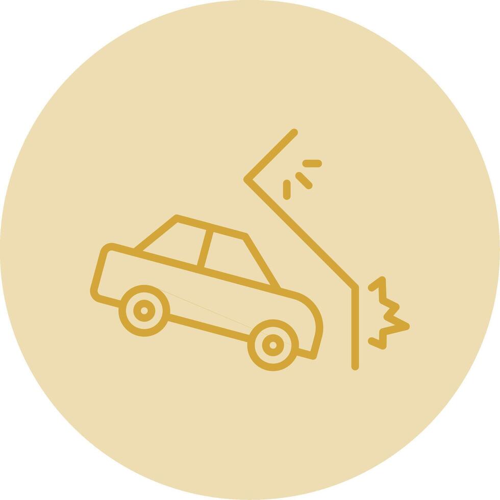 Car Crash Line Yellow Circle Icon vector