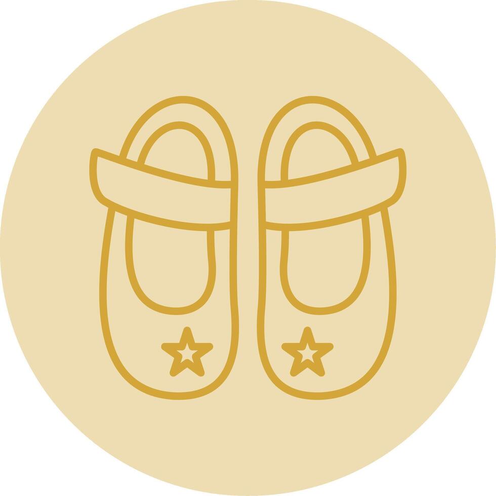 Baby Shoe Line Yellow Circle Icon vector