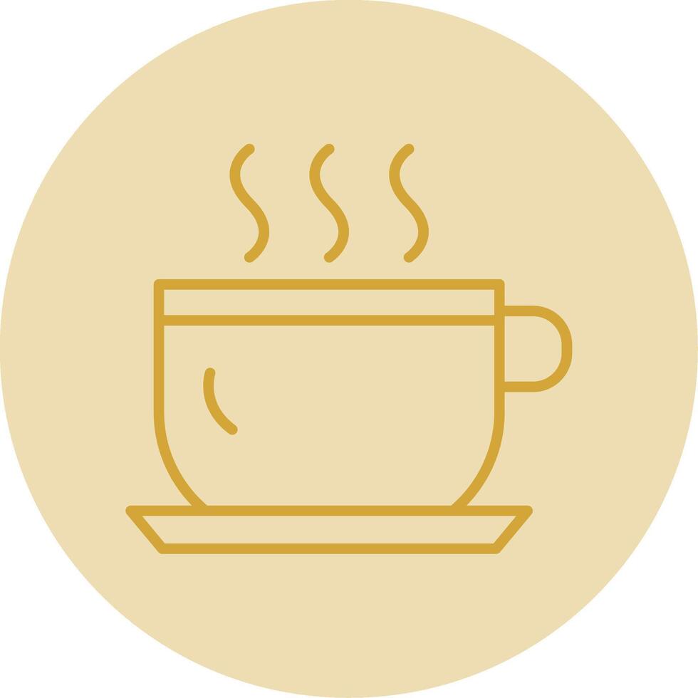 Teacup Line Yellow Circle Icon vector