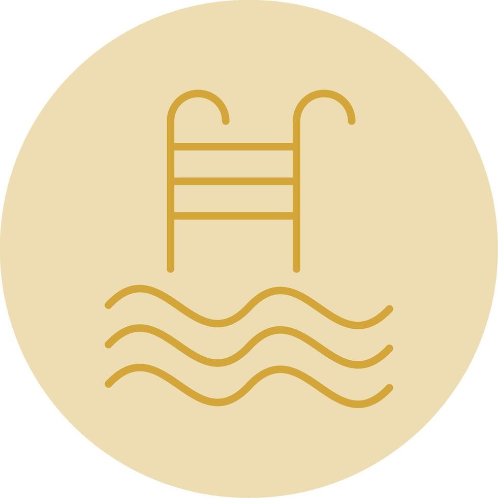Swimming Pool Line Yellow Circle Icon vector