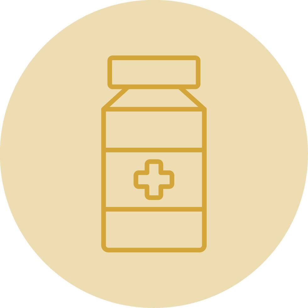 Pill Jar Line Yellow Circle Icon vector