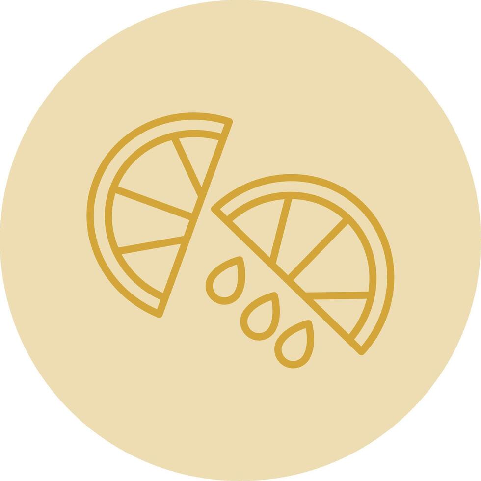 Lemon Slice Line Yellow Circle Icon vector