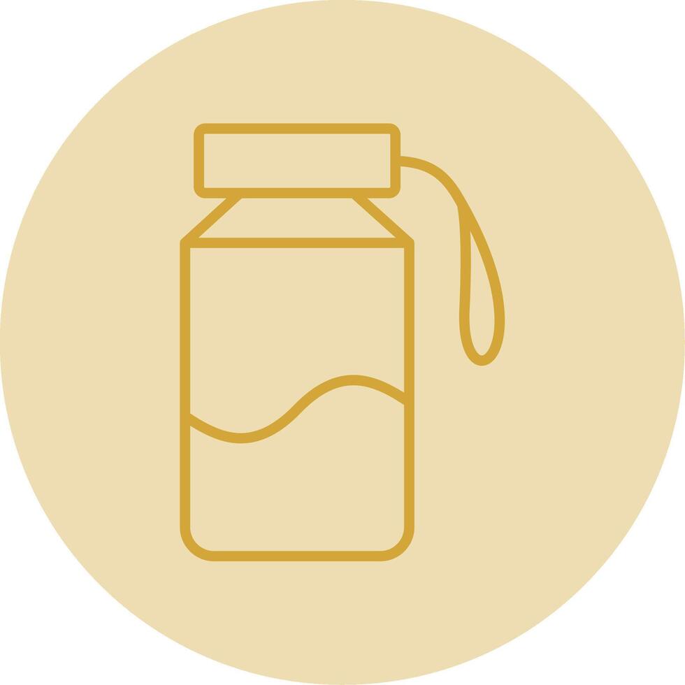 Water Bottle Line Yellow Circle Icon vector