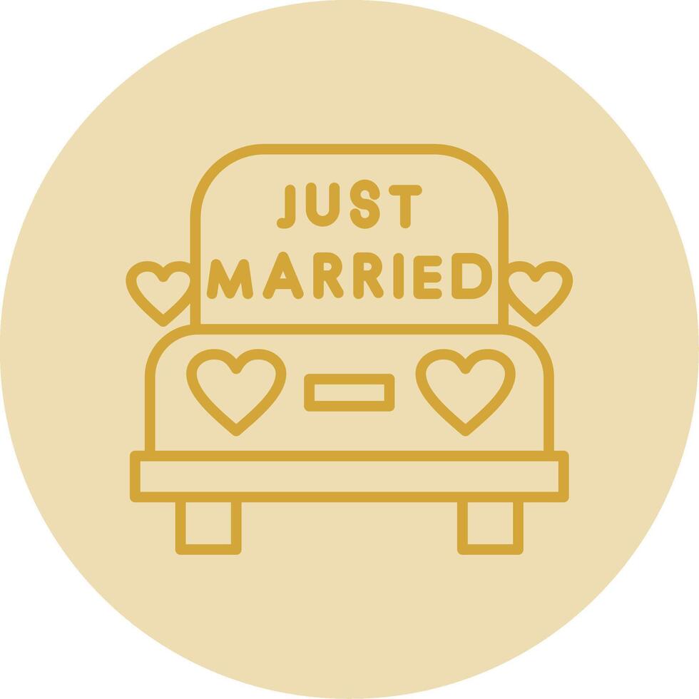 Wedding Car Line Yellow Circle Icon vector