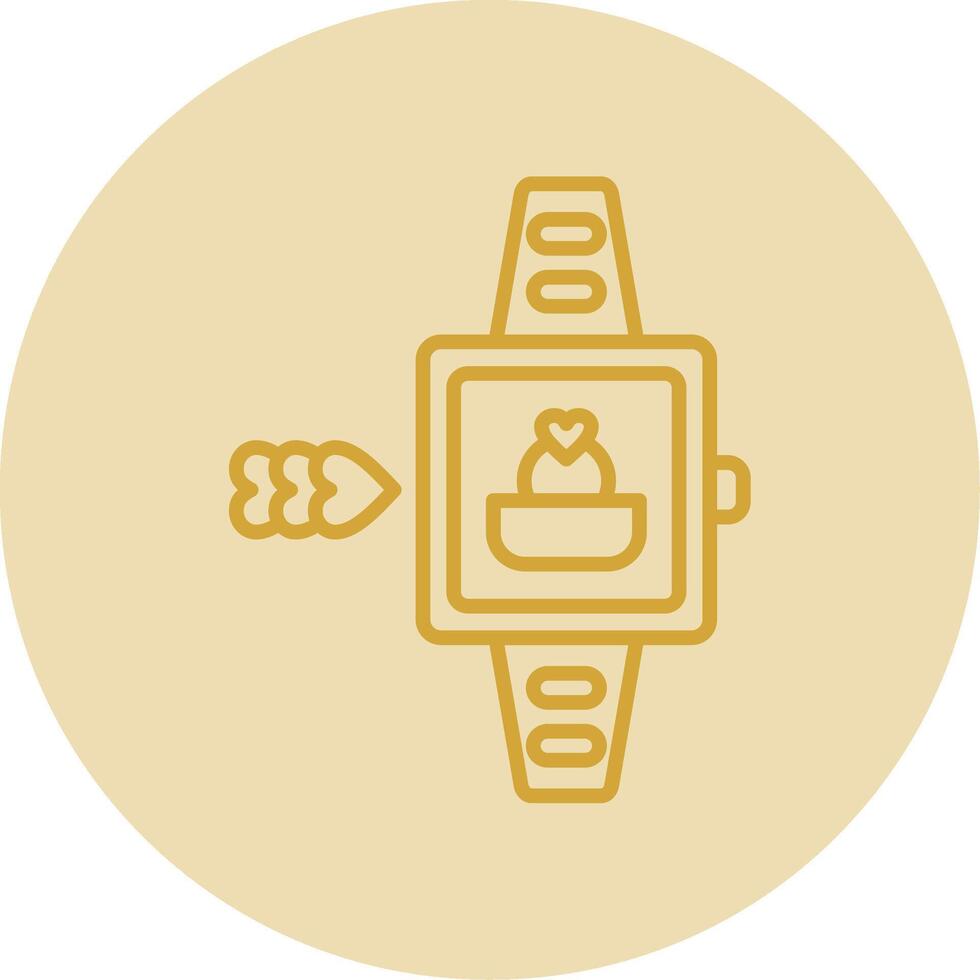 Smart Watch Line Yellow Circle Icon vector