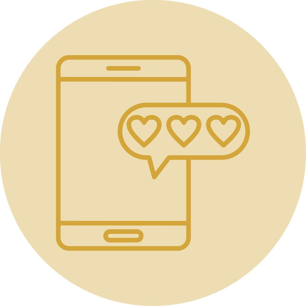 Love Message Line Yellow Circle Icon vector
