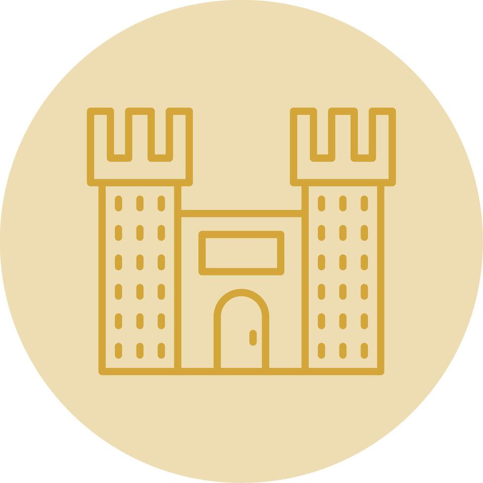 Castle Line Yellow Circle Icon vector