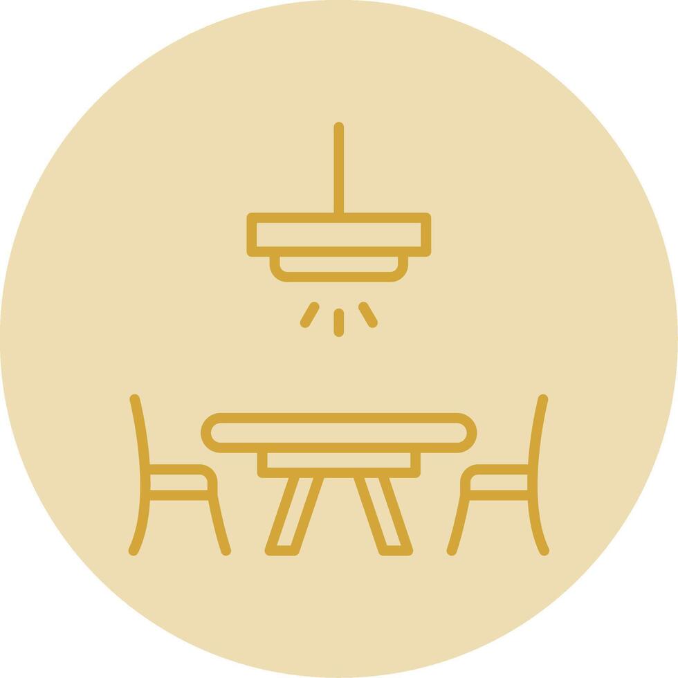 Dinner Table Line Yellow Circle Icon vector