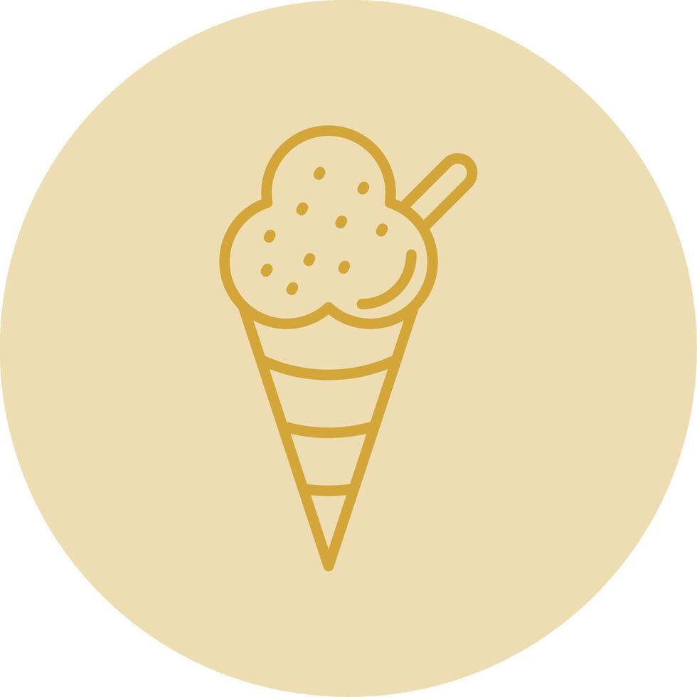 Icecream Line Yellow Circle Icon vector