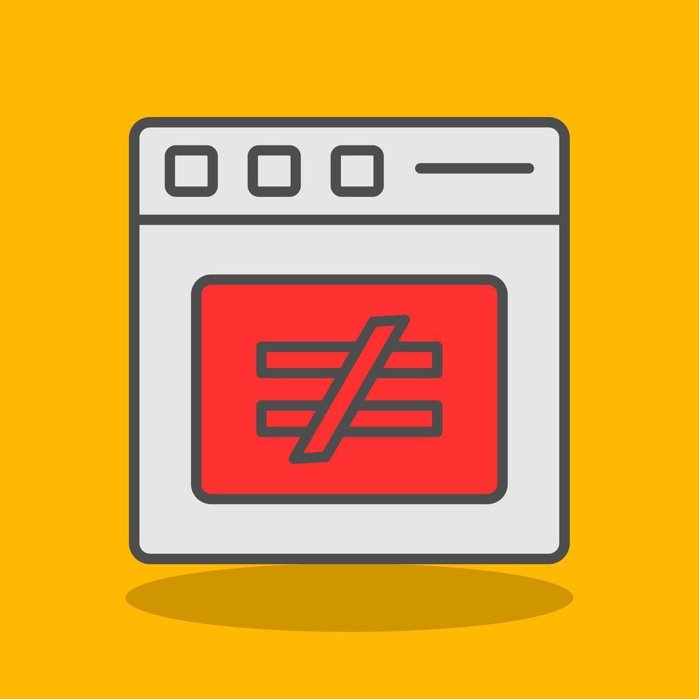 No Equal To Filled Shadow Icon vector