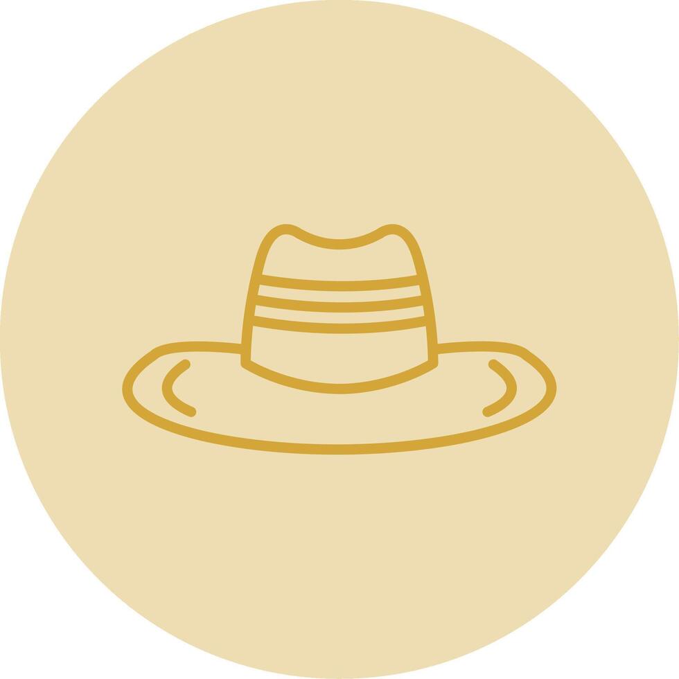 Cowboy Hat Line Yellow Circle Icon vector