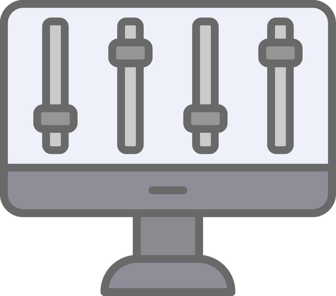 Computer control Line Filled Light Icon vector