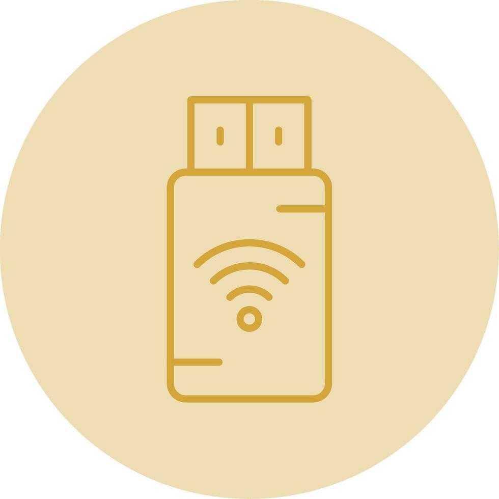 Pendrive Line Yellow Circle Icon vector