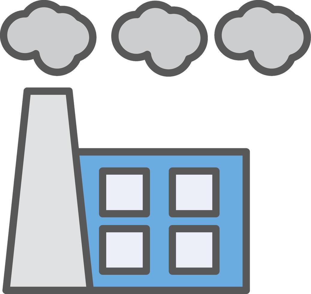 Factory Pollution Line Filled Light Icon vector