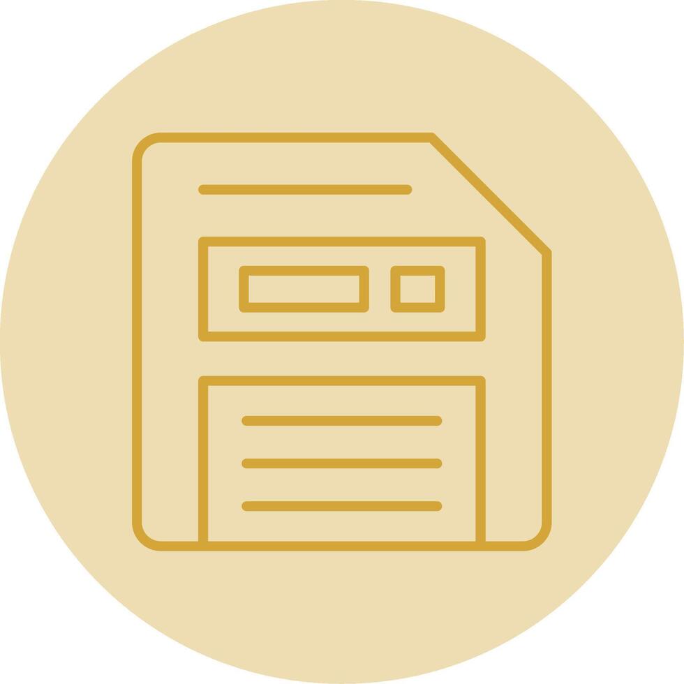 Floppy Disk Line Yellow Circle Icon vector