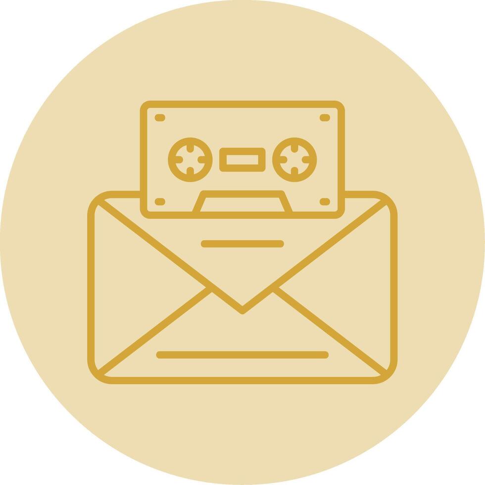 Voice Mail Line Yellow Circle Icon vector