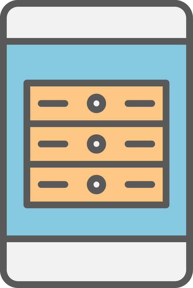 Mobile App Server Line Filled Light Icon vector