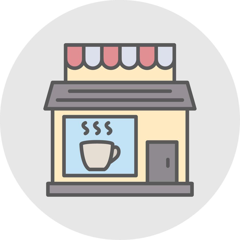café tienda línea lleno ligero icono vector