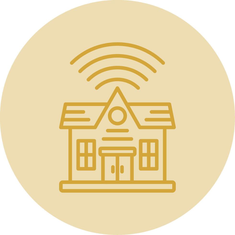 Building Line Yellow Circle Icon vector