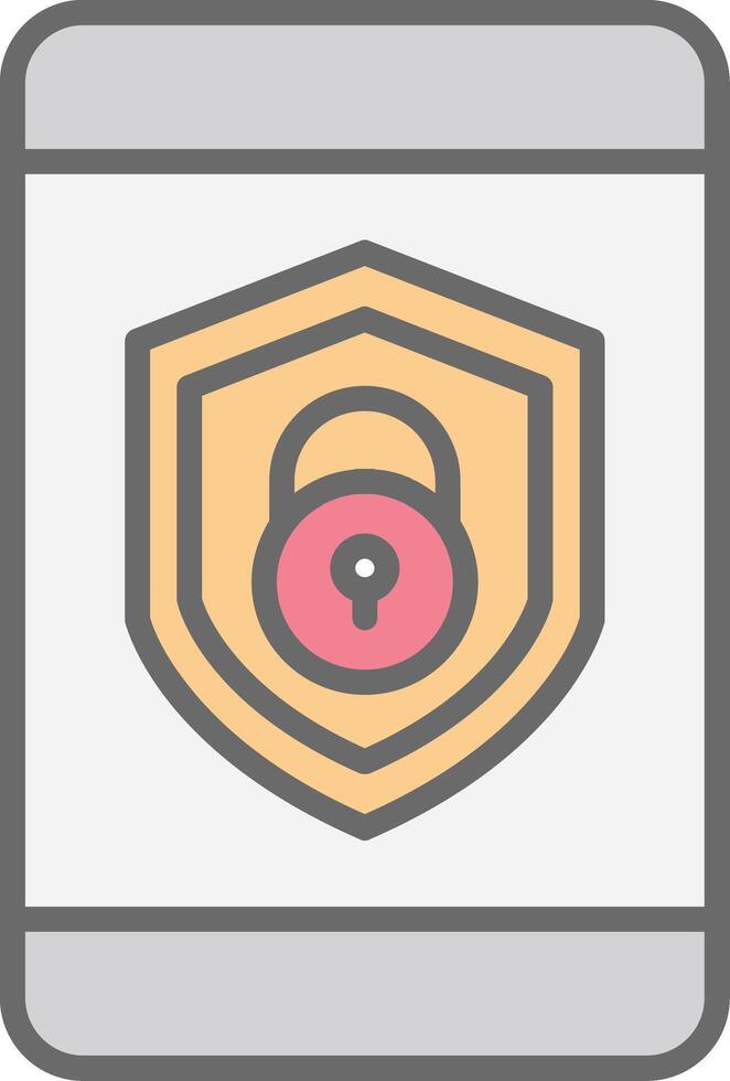 Security mobile Lock Line Filled Light Icon vector