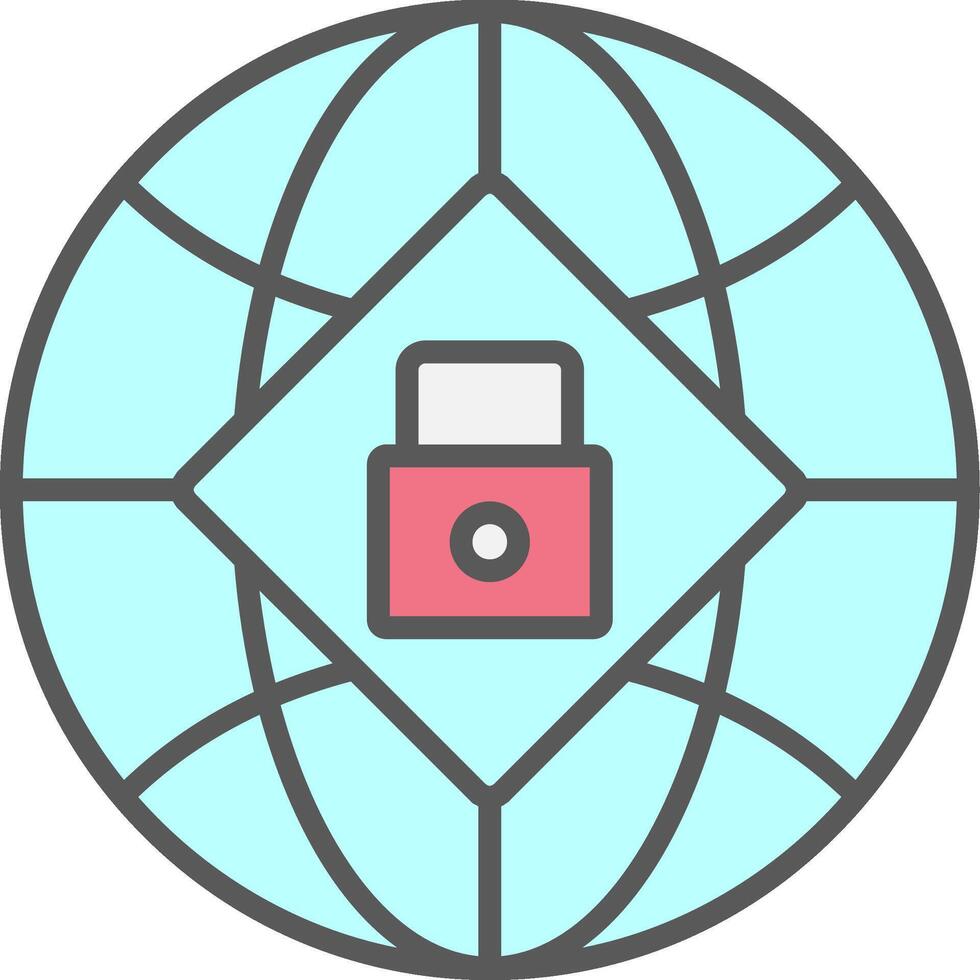 Global Security Line Filled Light Icon vector