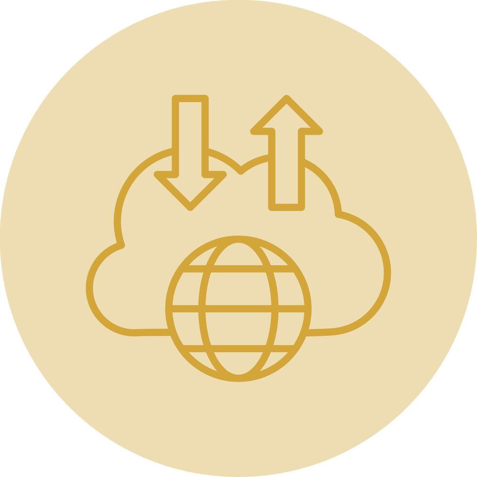 Cloud Line Yellow Circle Icon vector