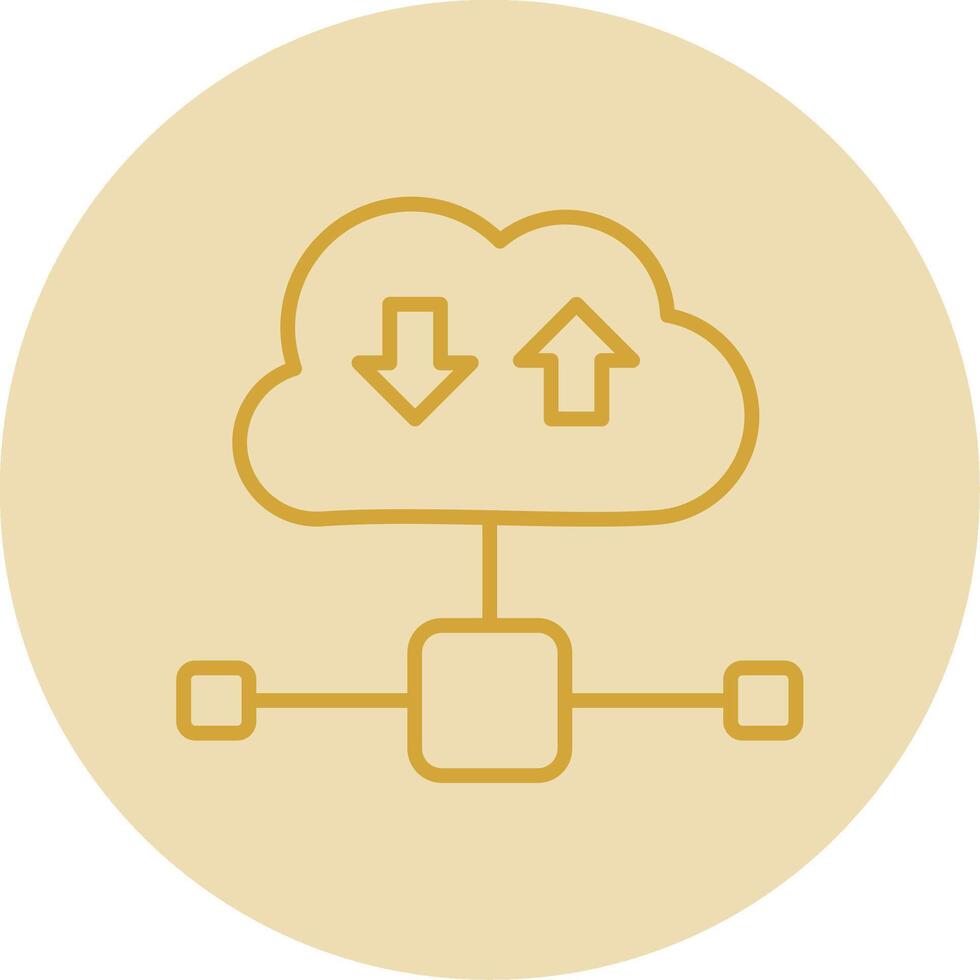 Cloud Line Yellow Circle Icon vector