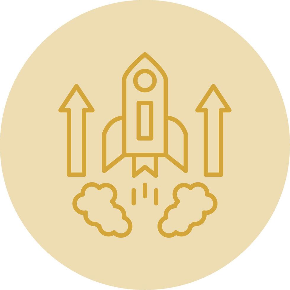 Rocket Line Yellow Circle Icon vector