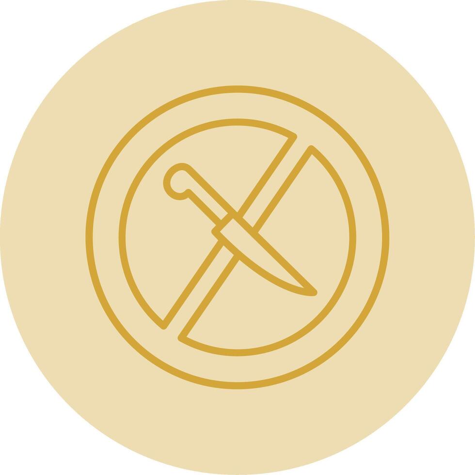 No Knife Line Yellow Circle Icon vector