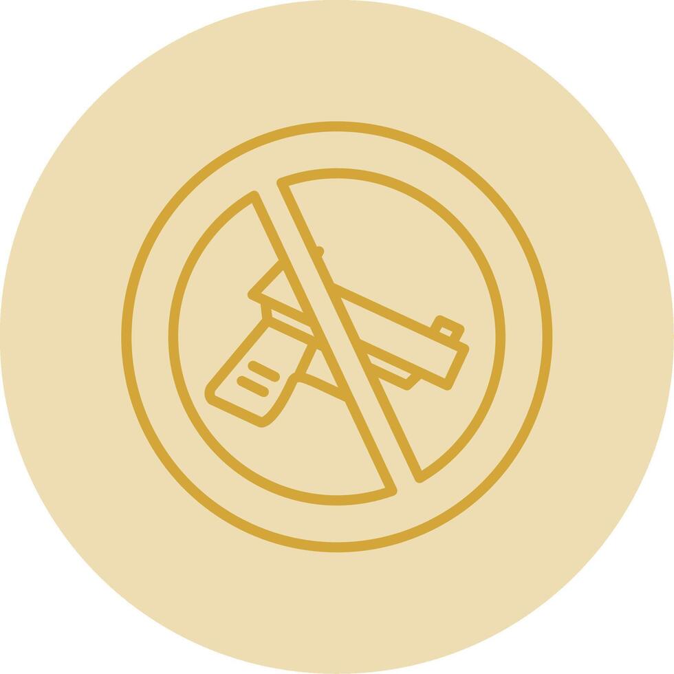 No Gun Line Yellow Circle Icon vector