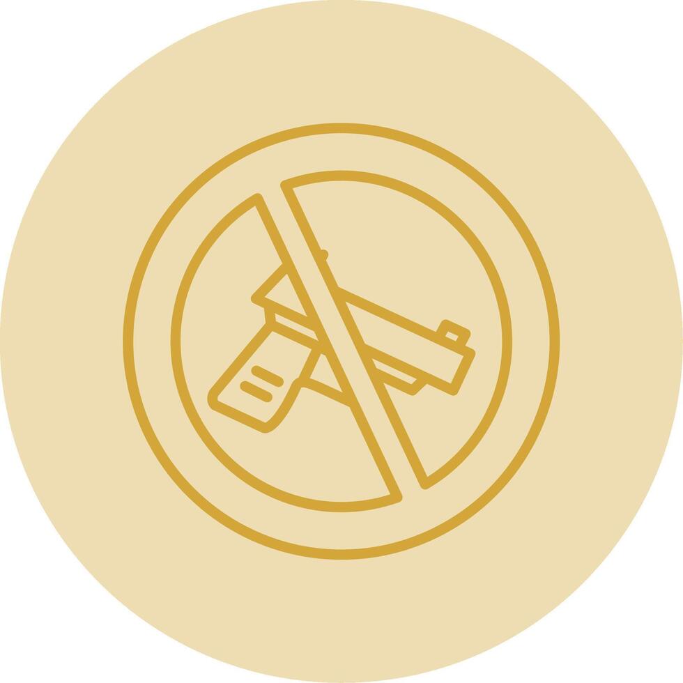 No pistola línea amarillo circulo icono vector