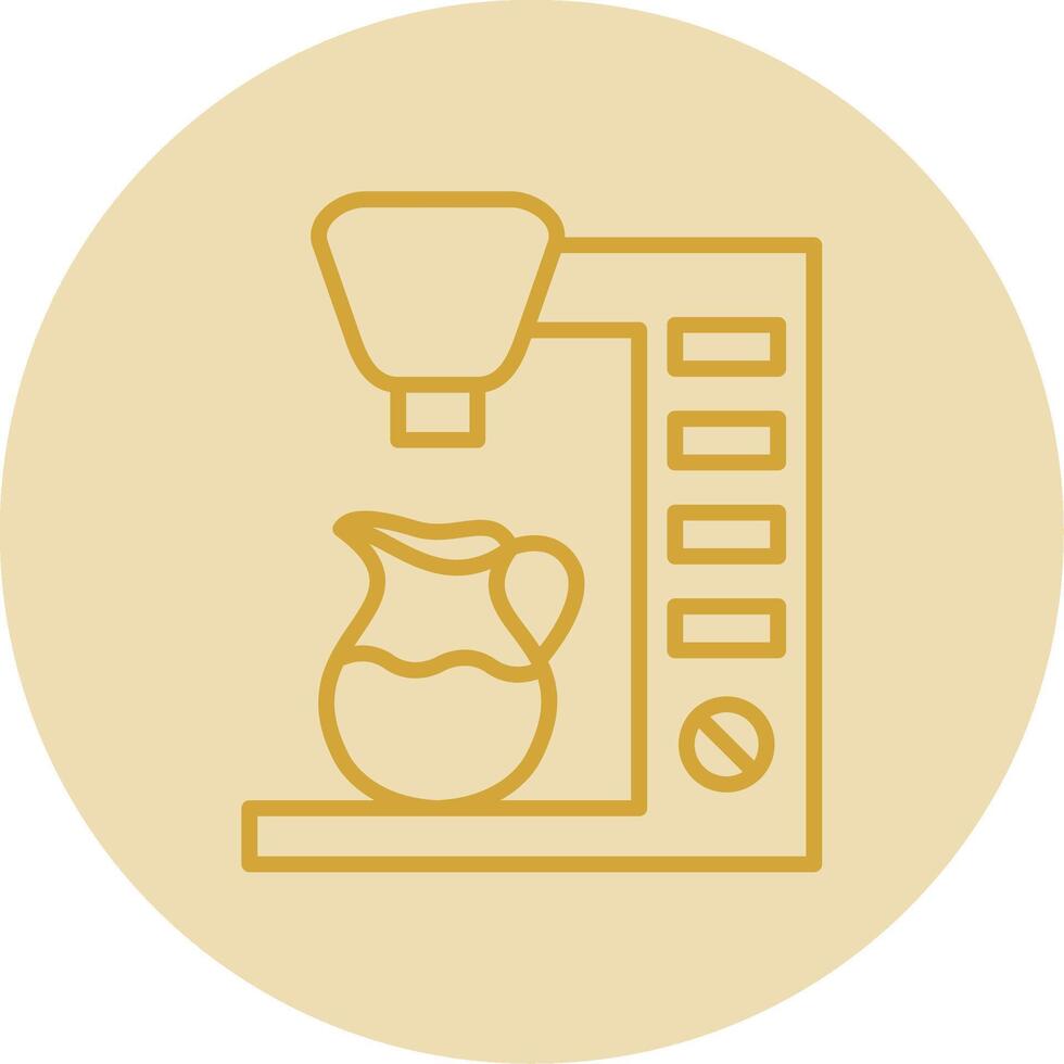 Coffee Maker Line Yellow Circle Icon vector