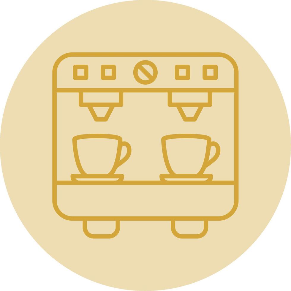 Coffee Machine Line Yellow Circle Icon vector