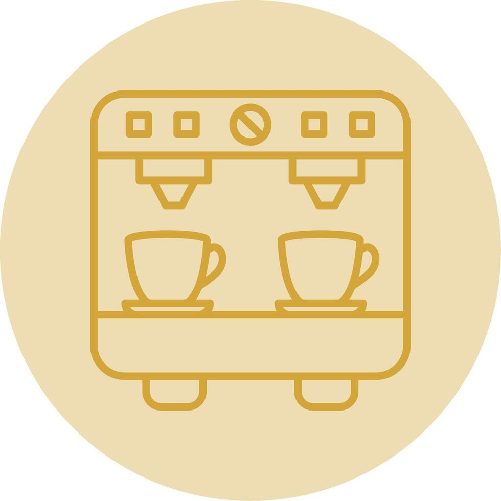 Coffee Machine Line Yellow Circle Icon vector