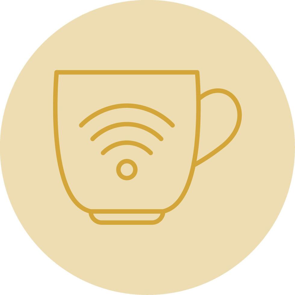 Wifi línea amarillo circulo icono vector