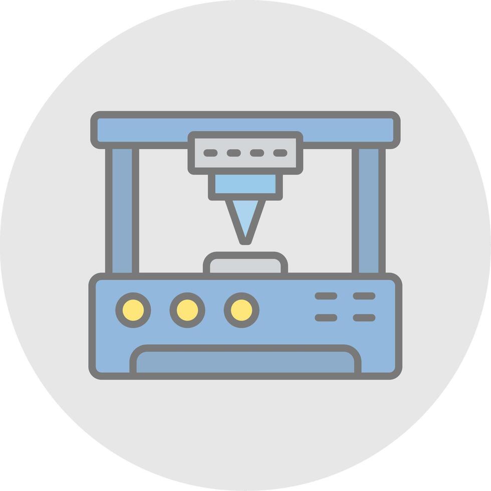 3d Printer Line Filled Light Icon vector