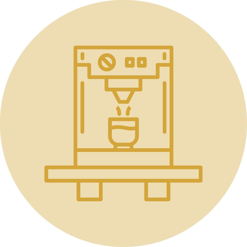 Coffee Machine Line Yellow Circle Icon vector
