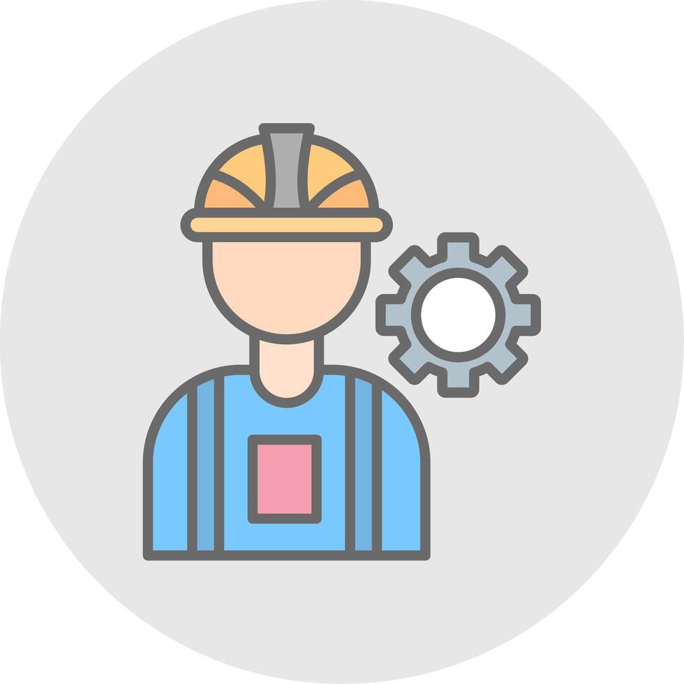 construccion trabajador línea lleno ligero icono vector